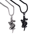 Hiphop Mens Jewelry Stainless Steel Snake Sword Pendant Necklace