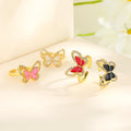 Wholesale Fashion Thumb Jewelry Color Cz Animal Brass Gold-Plated Band Women Butterfly Ring for Wedding