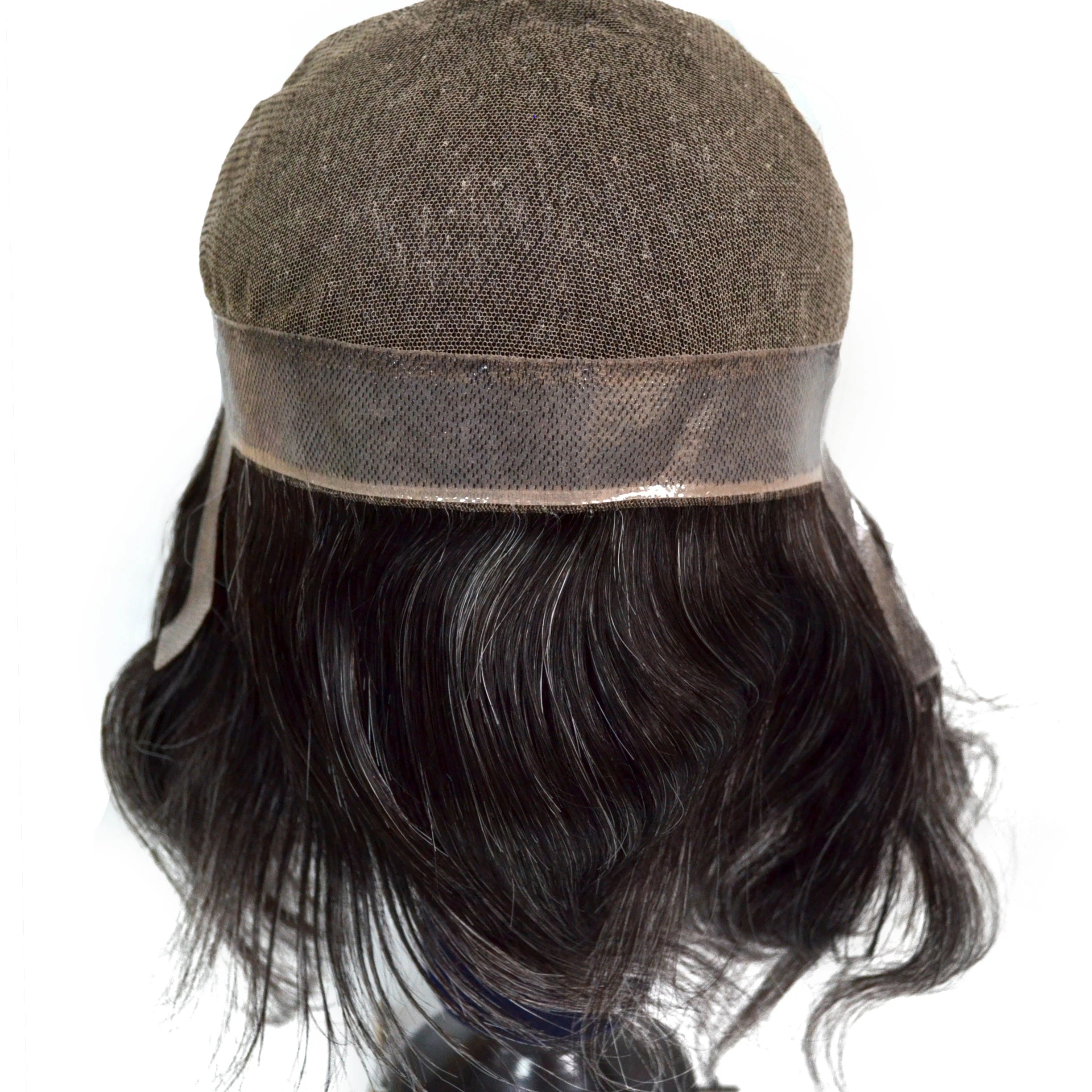 Elegant Hair Black Color Human Hair Men Full Wig for Man