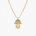 LOZRUNVE 925 Sterling Silver Classic Bezel Cubic Zircon Evil Eye Hamsa Pendant Necklace