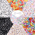 2000pcs Letter Alphabet Round Acrylic Number Beads with 1 Roll Elastic String Cord for Jewelry Bracelet Necklace