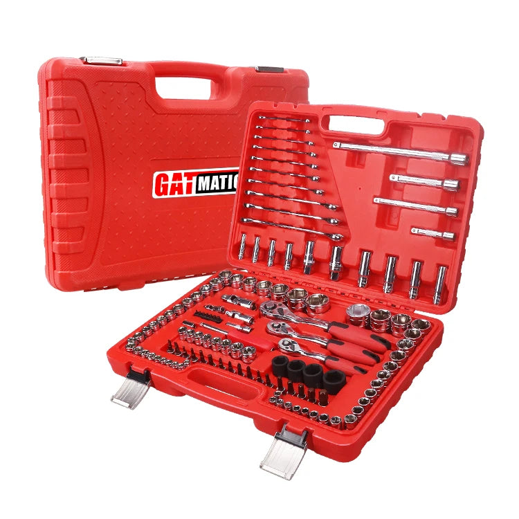 GATmatic Heavy Duty Household Spline CR-V Polished Socket Combination Adjustable Wrench Screwdriver Set OEM Carbon Steel Hard
