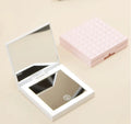 Exquisite Square Mini Travel Pink White Small  Portable Foldable Led Cosmetic Makeup Mirror With Lights