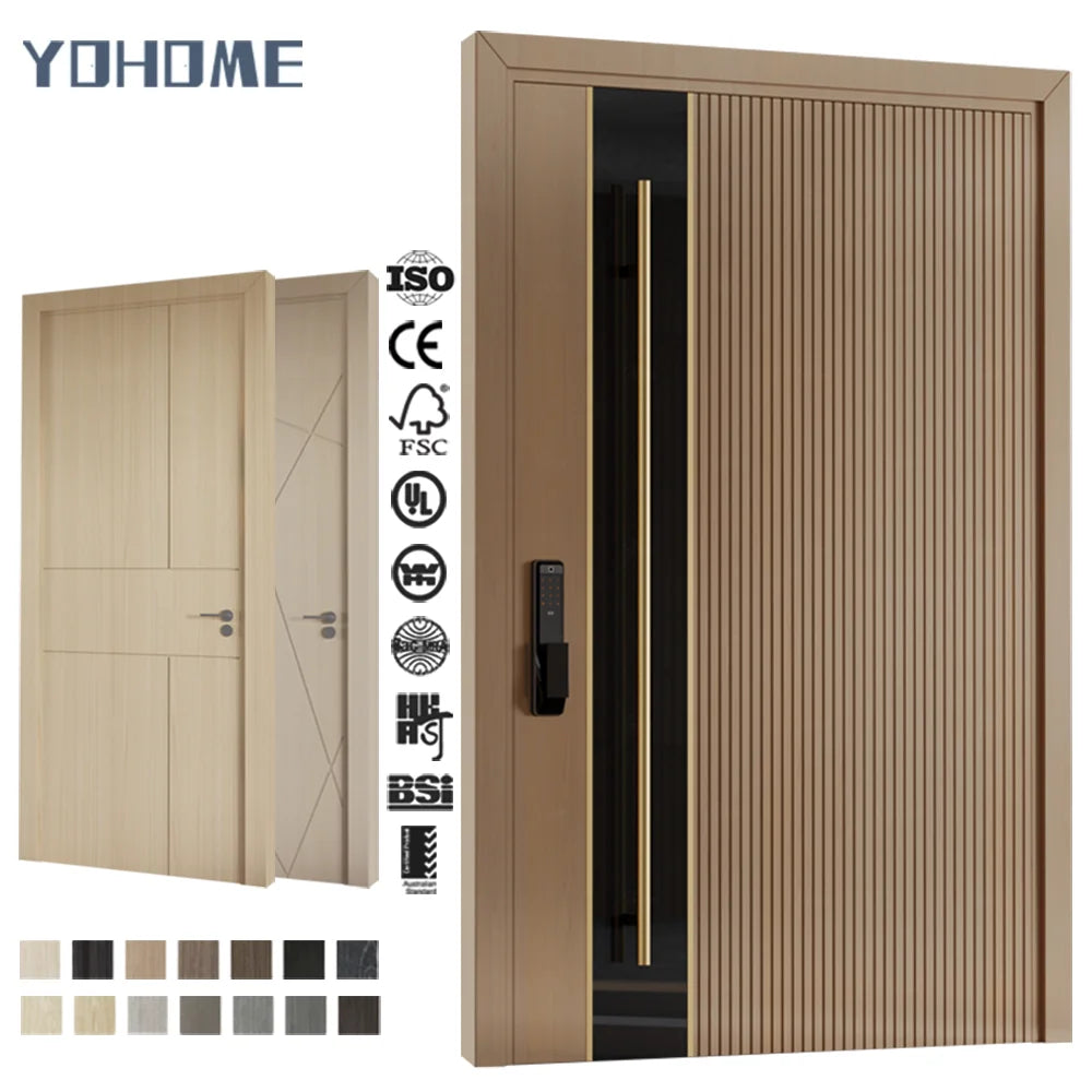 China Top Manufacturer Custom Modern Wood Pivot Door Solid Core Pivot Wooden Front Doors Pivot Door and Frame