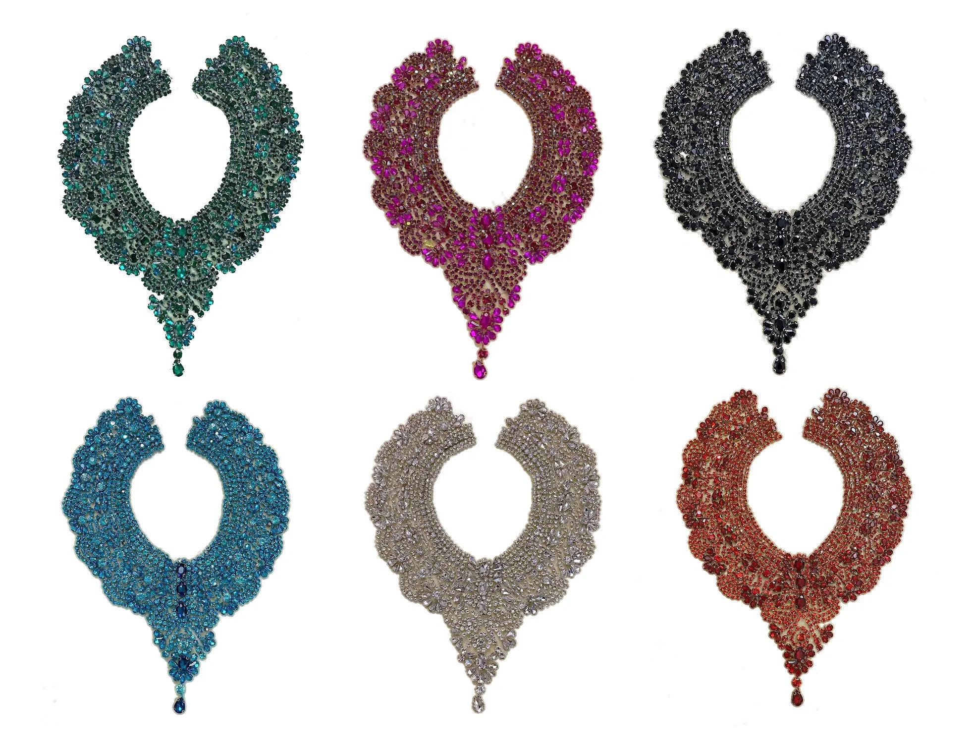 WDP-165 Keering New York High Shine Glass Rhinestone Choker Collar Neck Panel Applique for Prom Dresses