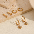 Luxury Stainless Steel Gold Plated Earrings 3 Set Ins Star Zircon Drop Earrings All-match Earrings for Female Party Gifts