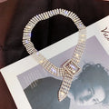 Souvenir Girl Gold Plated Fashion Women Elegant  Rainbow Choker Crystal Jewelry Necklace