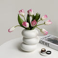 Nordic Simple Fashion White Ceramic Vase Living Room Home Decoration Modern Creative Donut Vase Ornaments