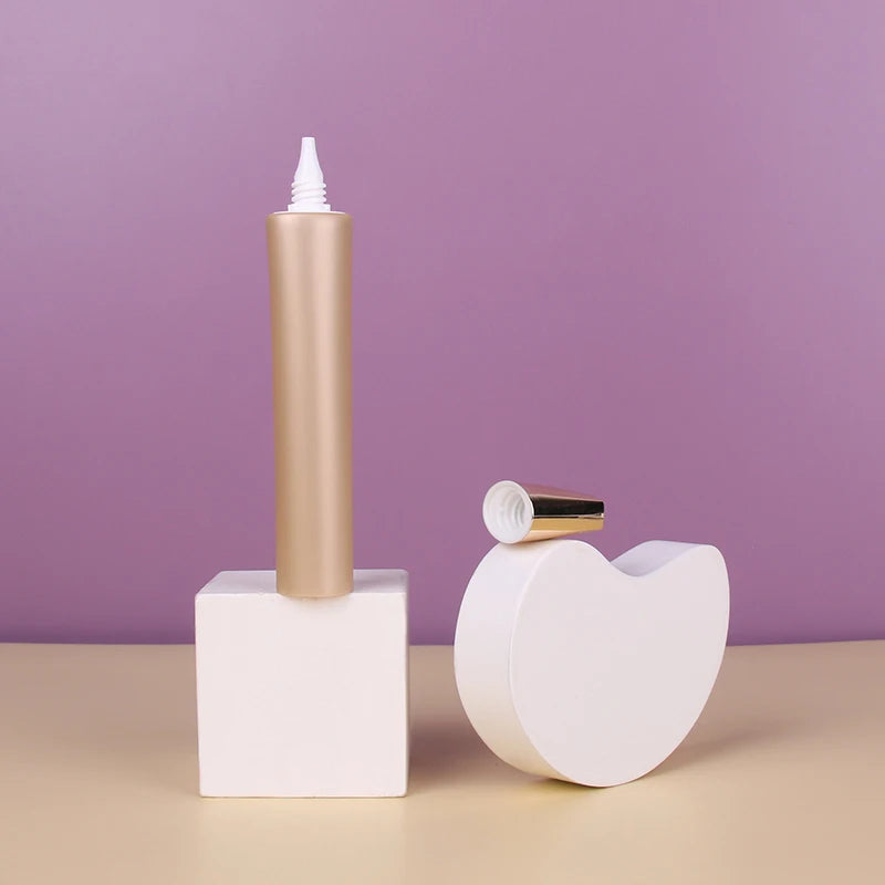 40ml Nozzle Hose Plastic Soft Container Gold Cosmetic Squeeze Tube Long Nozzle Eye Cream Tube With Square Screw Lid