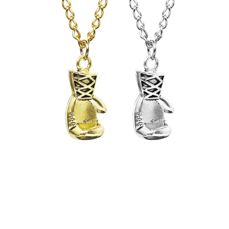 Gold Silver Manly Boxing Glove Necklace Mitten Cool Pendant 3D Boxing Match Jewelry for Men Boy Christmas Gift