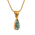 JINYOU 536 Stylish Blue Glass Crystal Water Drop Pendant Necklace for Women 316l Stainless Steel Cast Gold Color Fashion Jewelry