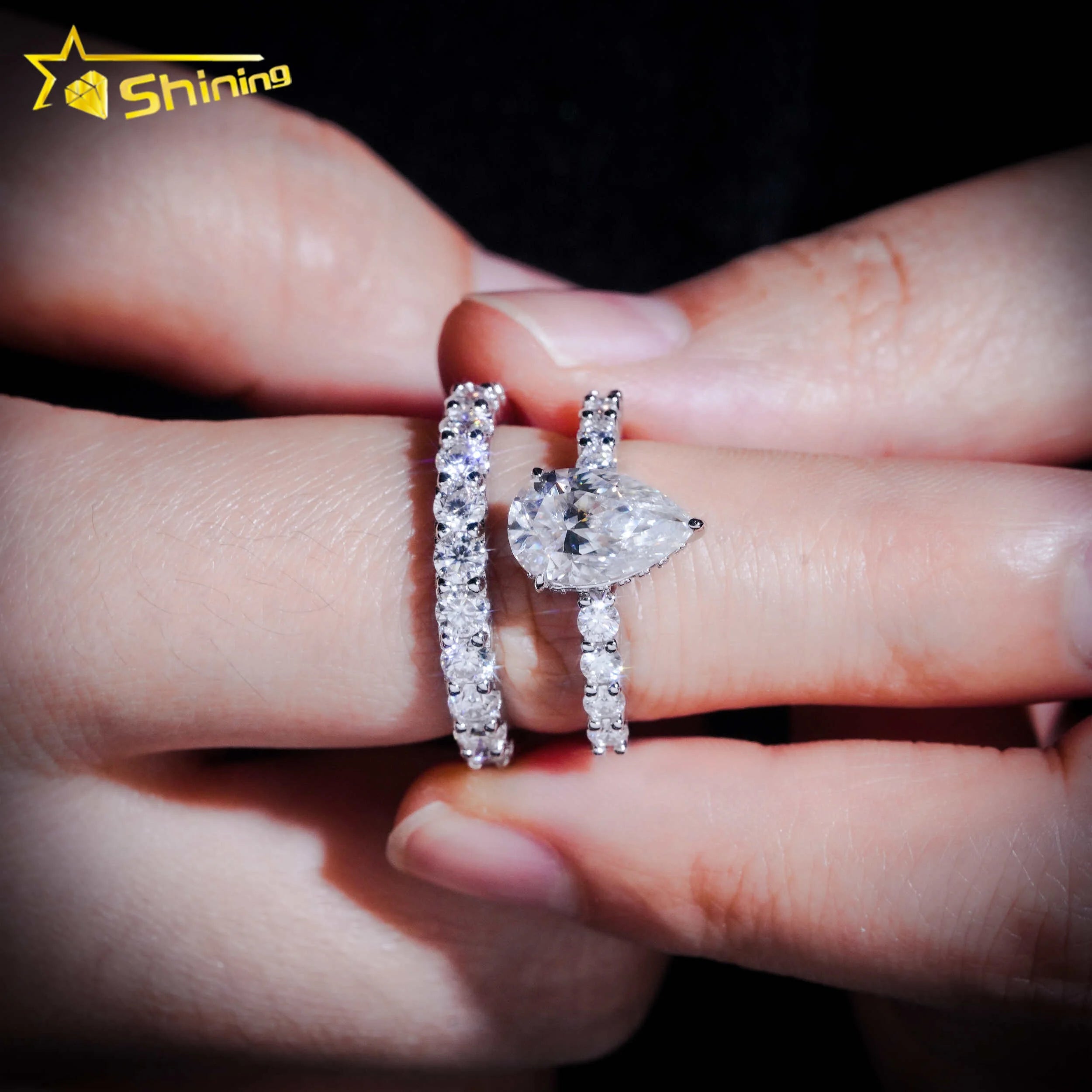New Trendy White Gold S925 Silver 10K 14K 18K Solid Gold High Quality VVS Moissanite Diamond Wedding Engagement Band Rings