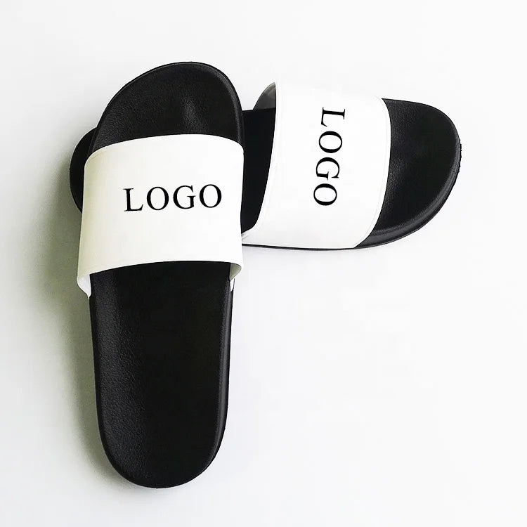 OEM Custom White Slides Footwear Sandal PVCDesign Logo Slippers Men Plain Blank Slide Customized Logo Women Black PVC Shoes