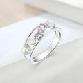New Arrivals 925 Sterling Silver Engagement Rings for Women White Jade Glass Stone Cubic Zirconia Classic Design Wedding Party