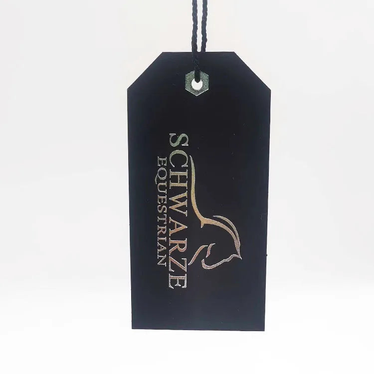 Black Paper Card 600Gsm Silver Foil Hot Stamping Tag Clothing Custom