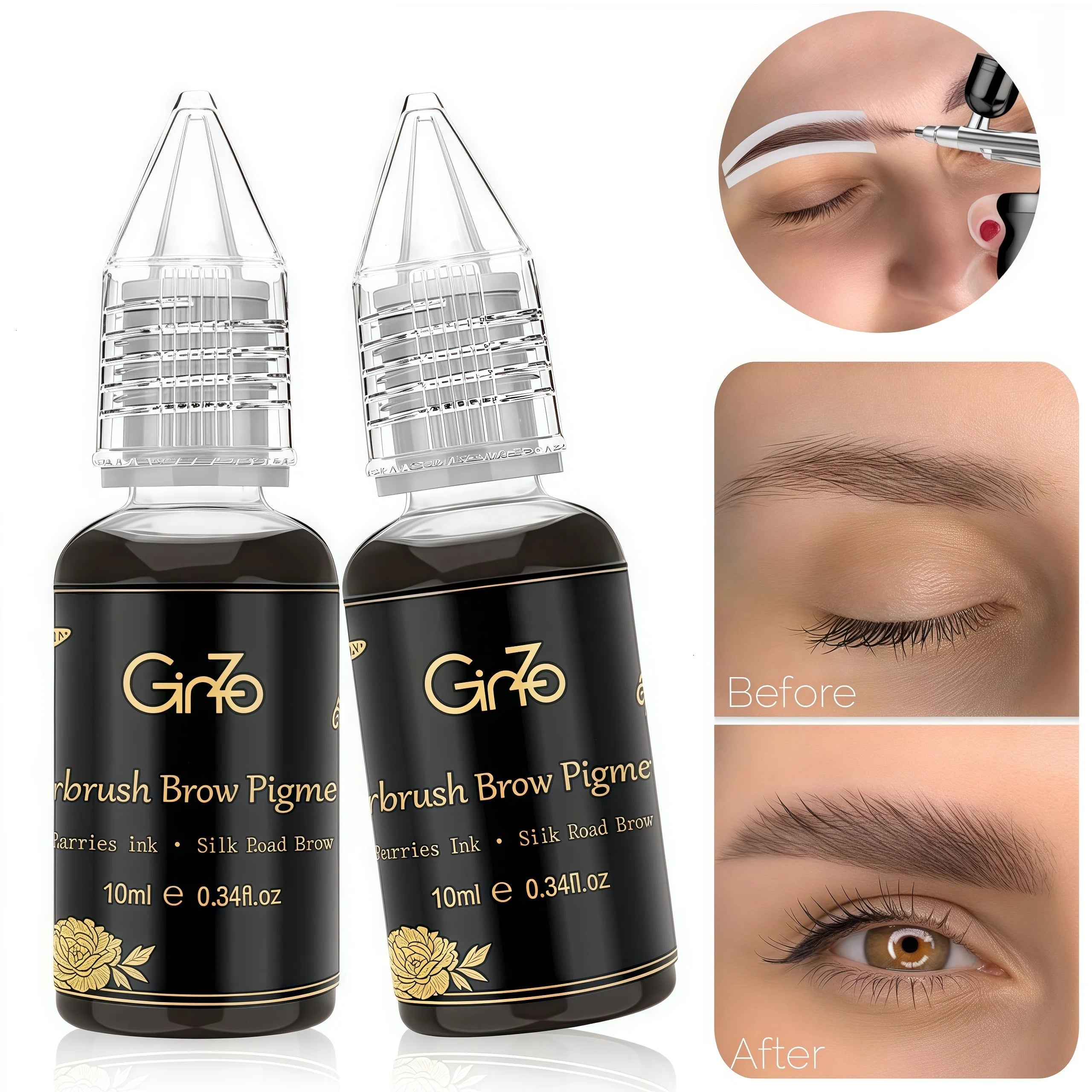Vegan Brow Tint Kit Eyebrow Tinting Long Lasting Eyebrow Stain Color Airbrush Temporary Tattoo Ink Tinting Dyeing for Salon