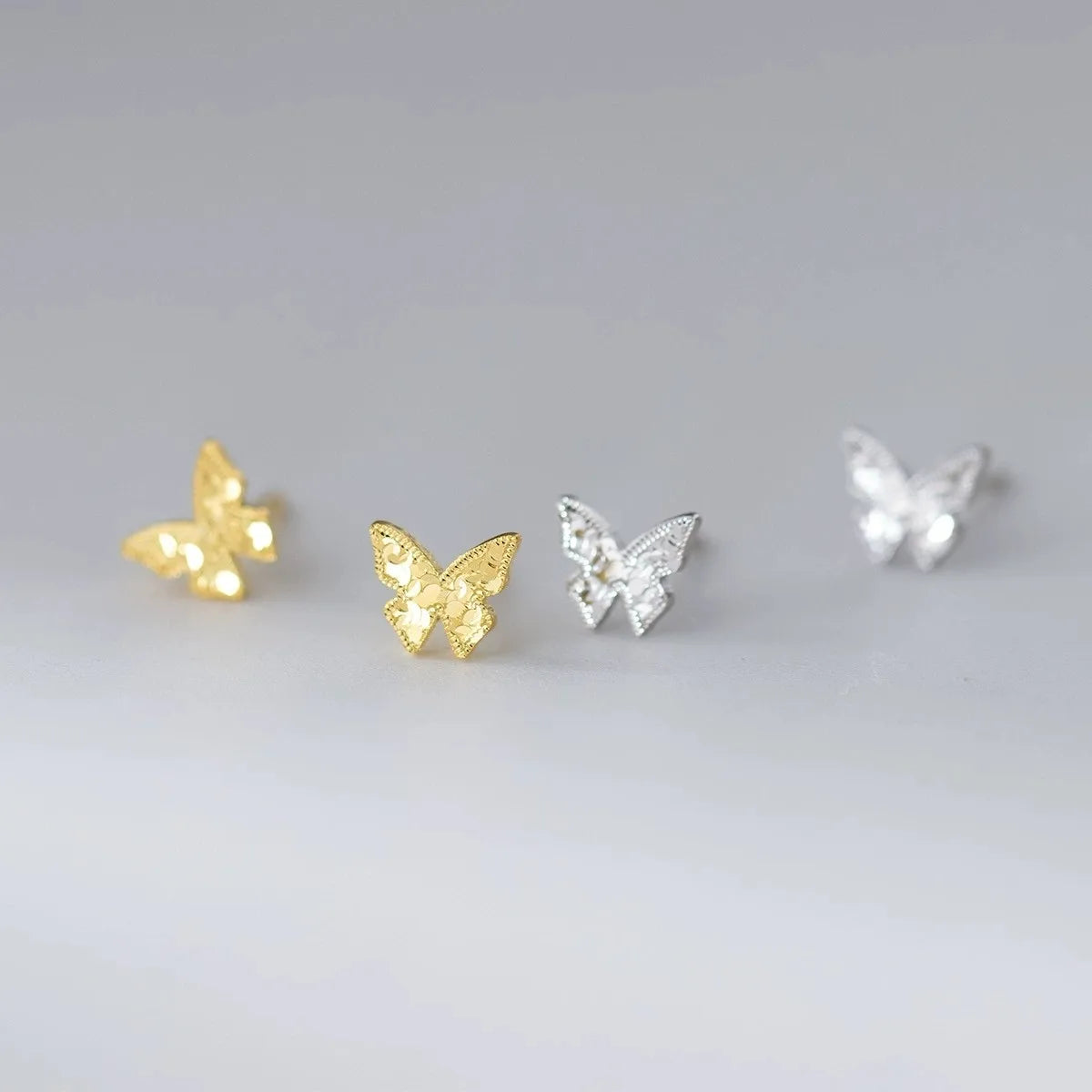 Fashion Jewelry 925 Silver Butterfly Stud Earring for Women 18K Gold Plated Sterling Silver Earrings Dainty Versatile Jewelry