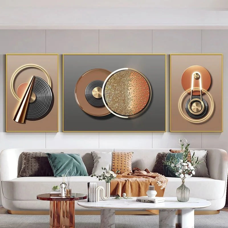 160X60cm S3 Modern Light Luxury Geometric Simple Sofa Wall Hanging Painting Abstract Art Triplet Crystal Porcelain Painting