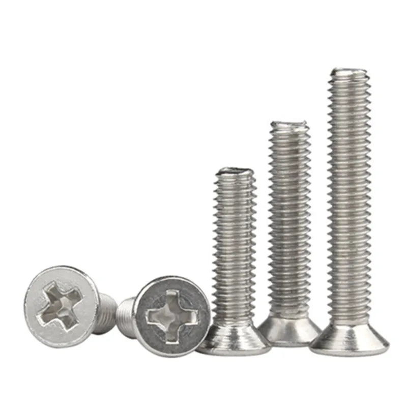 304 Stainless Steel Countersunk Head Screw Cross Flat Head Machine Screw Countersunk Head Cross Fastening Screw M5m6m8