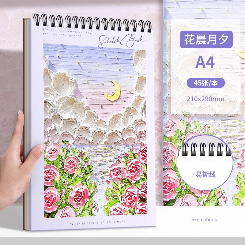 Professional School Student Art Smooth Drawing A4 Spiral Hard Cover Sketch Book