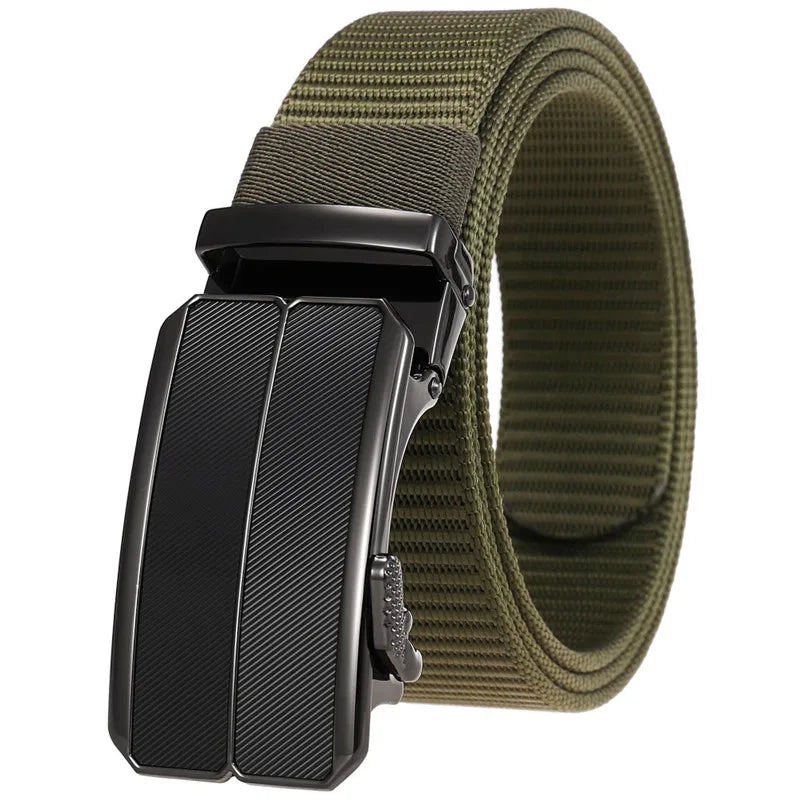 New Men's Canvas Belt Automatic Buckle Belts No Ratchet Fabric Belt Polyester Outdoor Wholesale LQbelt Factory