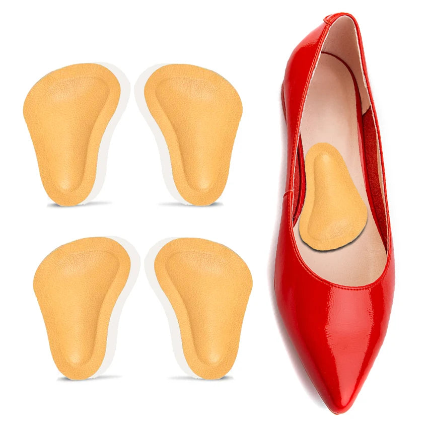T-form Leather Arch Supports Forefoot Pads for Women High Heels Sandals Insert Half Yard Pad Massage Foot Care Shoes Insoles