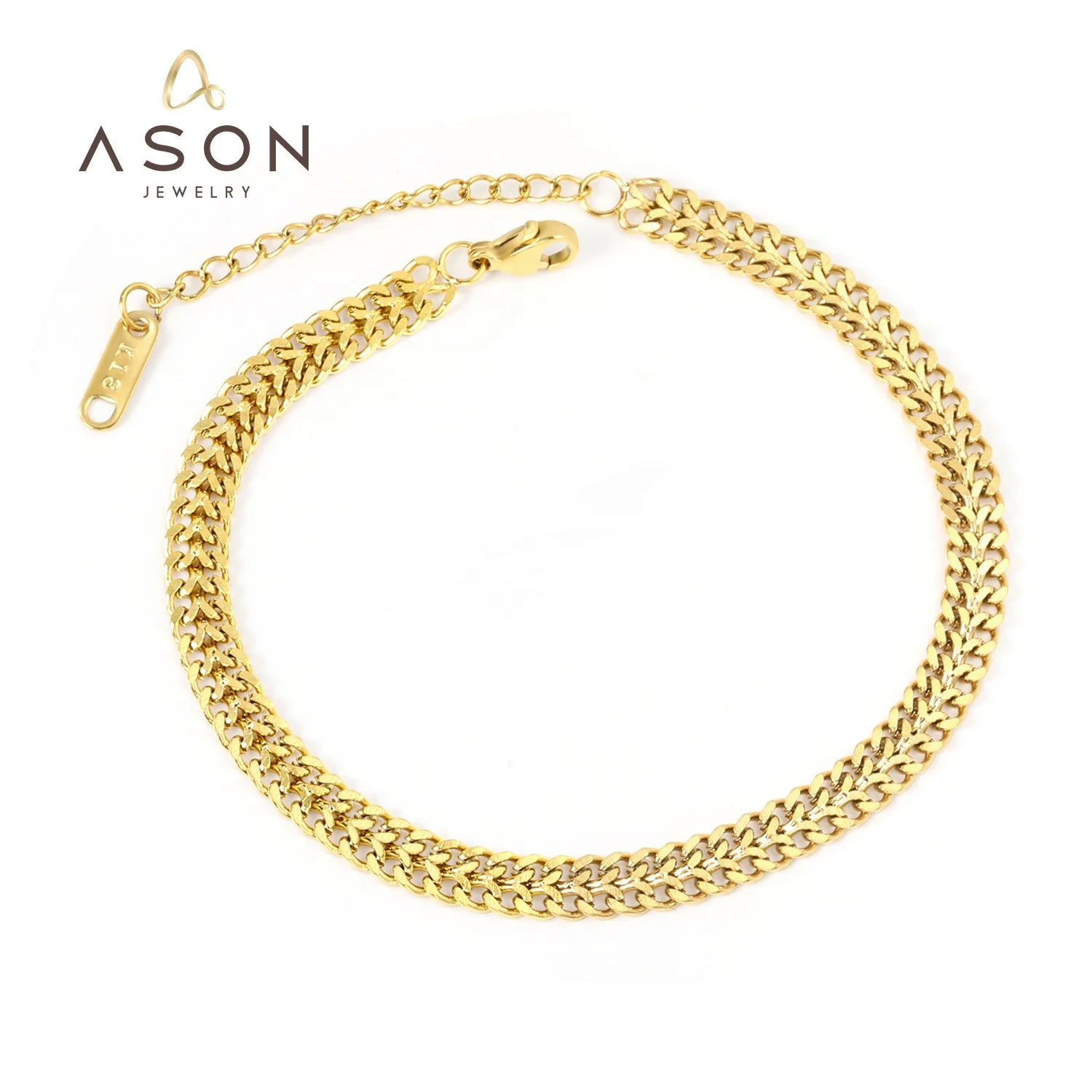 Ason Wholesale Waterproof Bracelet 18k Gold Plated Jewelry Bracelet Cuban Cross Double Chain Fashion Bracelet for Men and Women