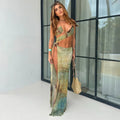 STOCK Custom Print Sleeveless Women Dress Beach Swimwear Cover Ups Party See Through Party Dress