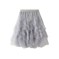 Women'S Half-Length Short Fairy Mesh Puffy Tulle Tutu Skirt Solid Color Elastic Midi Waist Lady Skirt