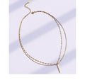 Women Pretty Gift 18K Gold Plated Dainty Stainless Steel Chains Layer Bar Pendant Necklace