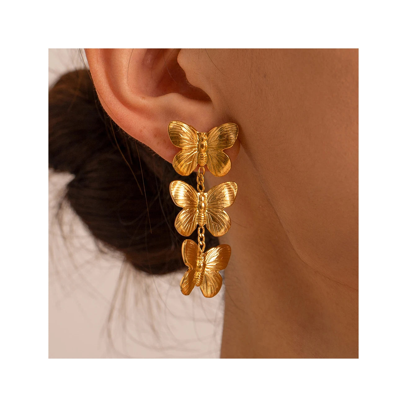 ERESI 2023 New Arrival Fashion Jewelry European Trend Custom Korean Stainless Steel Earrings Retro Butterfly Earrings Jewelry