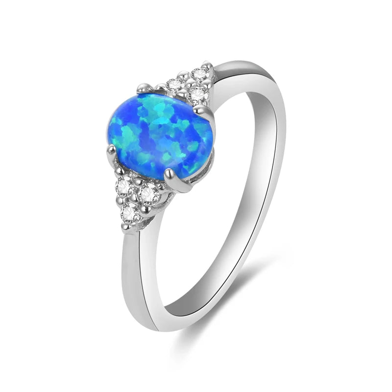 Custom Trendy AAA Zircon Opal Rings 925 Sterling Silver Fashion Design with Gold for Wedding and Engagement