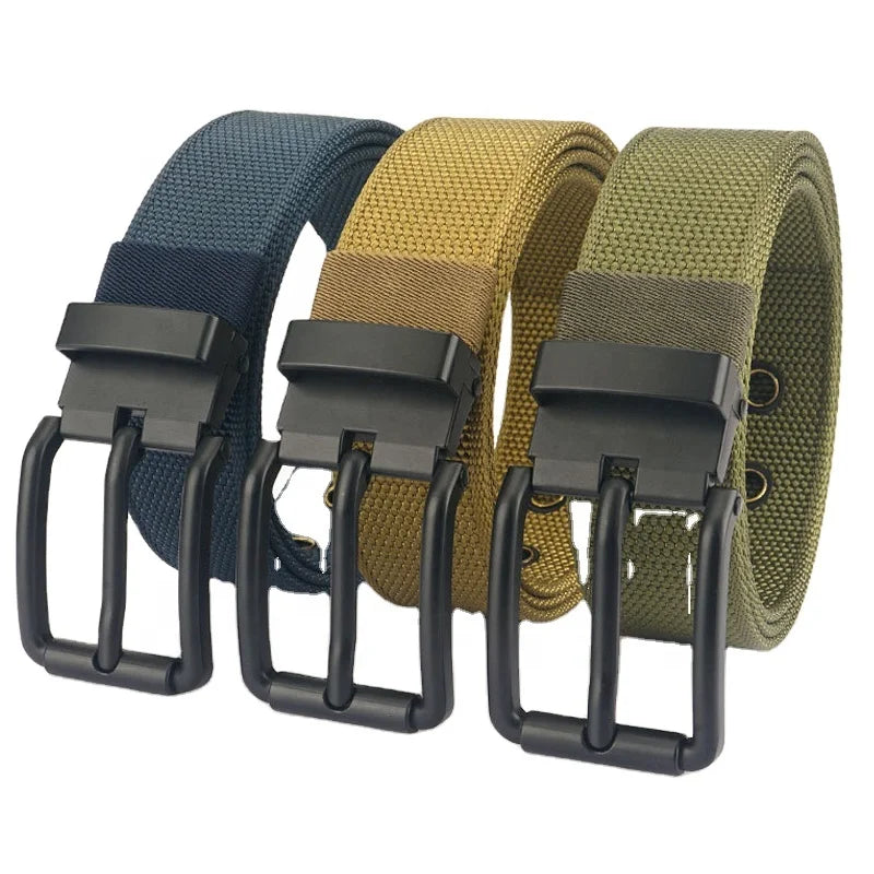 New Fashion Men's Nylon Belt Removable Pin Buckle Thicken Nylon Webbing 7 Holes Golf Sports Casual Jeans Fabric Belts