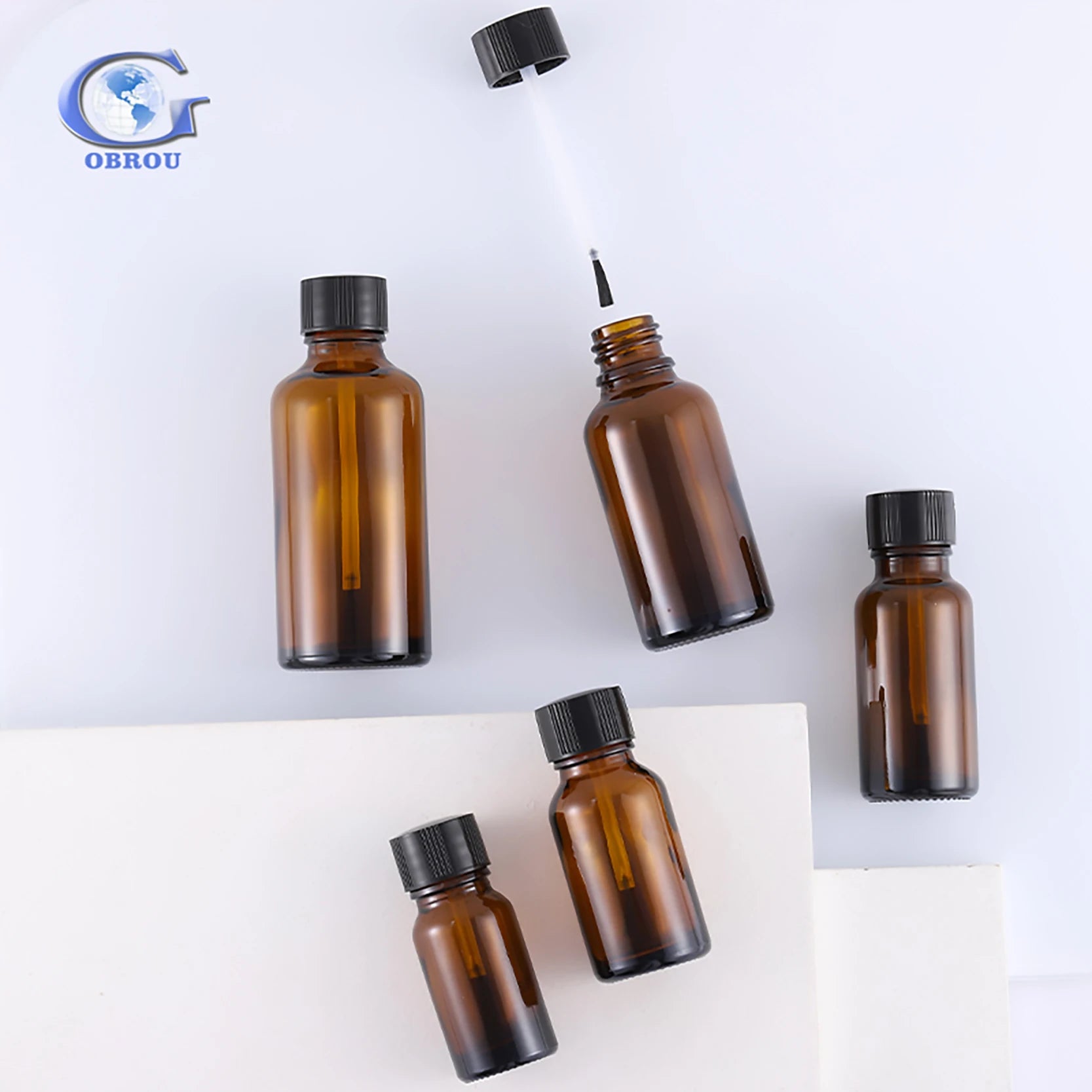OEM Logo Empty Gel Nail Cuticle Oil Polish Glass Remover Bottle Wholesale 5ml 10ml 15ml 20ml 30ml 50ml Bottles with Brush Caps