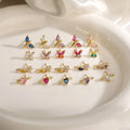 Personality Sweet Heart Flower Earrings Light Luxury Dragonfly Butterfly Fashion Stud Earrings for Women
