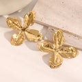 Wholesale Stylish Stainless Steel Petal Metal Stud Earrings Exaggerated Design Flower Shape Trendy Fashionable for Anniversary