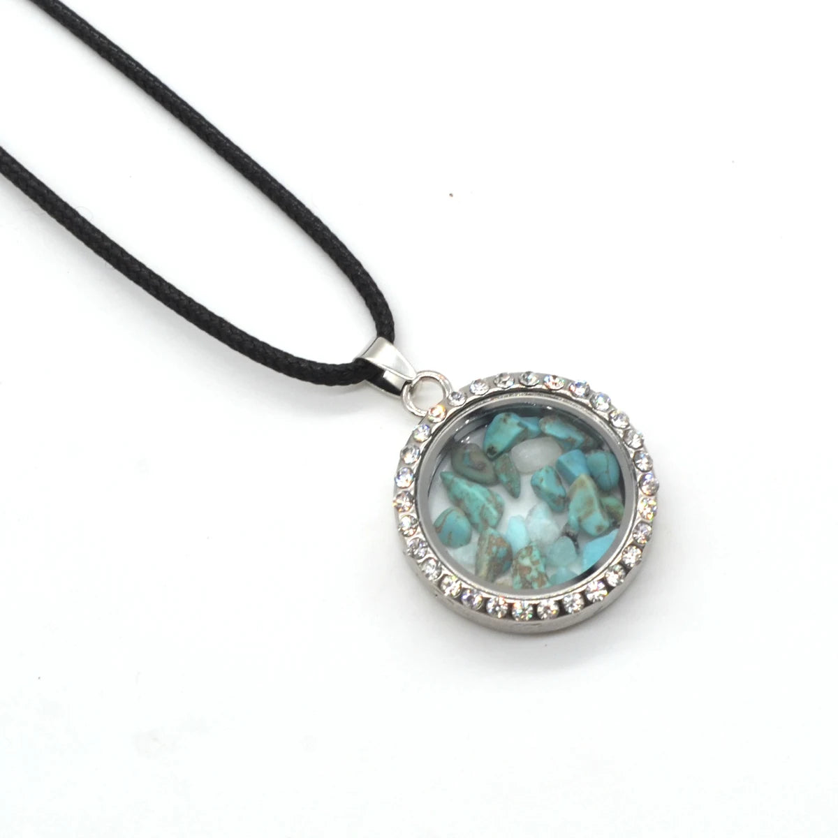 Good Quality Wholesale Fashion Long Black Rope Round Watch Shaped Charms Pendent Necklaces for Jewelry Making