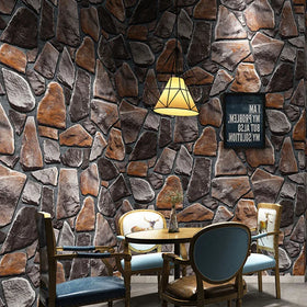 Three-Dimensional Stone Wallpaper Retro Restaurant Wall Cloth Hotel Small Restaurant Bar Background Wall Mural