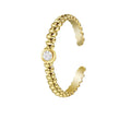 HOVANCI Waterproof Non Tarnish Gold Plated Zircon Ring Stainless Steel Resizable Adjustable Ring for Women