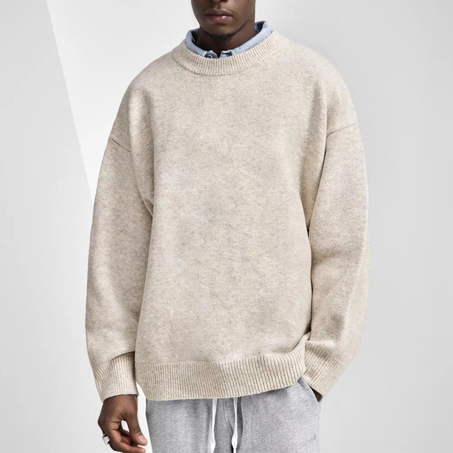 Men's Crew Neck Pullover Knitwear Hoodie Manufacturers Custom LOGO Men Winter Fall Heavyweight Cotton Oversize Knitted Sweater