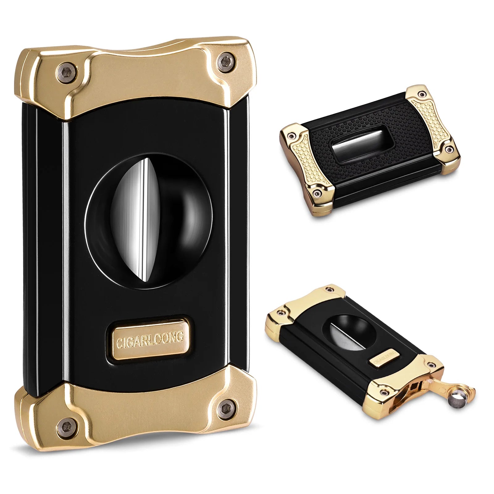 CIGARLOONG Multifunctional Cutter Stainless Steel Fine Cigar Cutters Travel Portable Personalized Smoking 3 in 1 Cigar Cutter