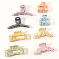 Korean Marble Pattern Acrylic Banana Hair Clip Claw Girl Large Shark Hair Clip Simple Design Sense Wood Hair Claw Clips