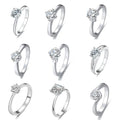 Rings 925 Sterling Silver CZ Round Solitaire Ring with 18K Gold Plated Promise Engagement Wedding Bands Couple Rings for Her