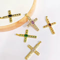 Diy Punk Jewelry Quality Copper Gold Plated Zirconia Accessories Unique Geometric Cross Necklace Pendant for Jewelry Making