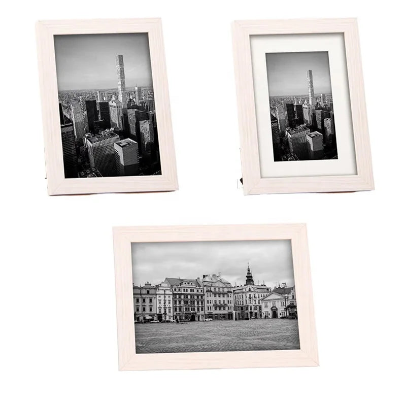 Simple Black Plastic Rectangle Wall Photo Frame Set with Plexiglass Facing UV Printing Decorative White Poster Frame