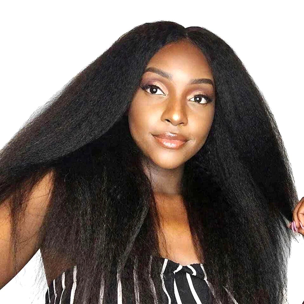 Kinky Straight Texture Machine Double Weft Natural Black Hair Extensions Natural Human Hair 100 % Unprocessed Virgin Hair