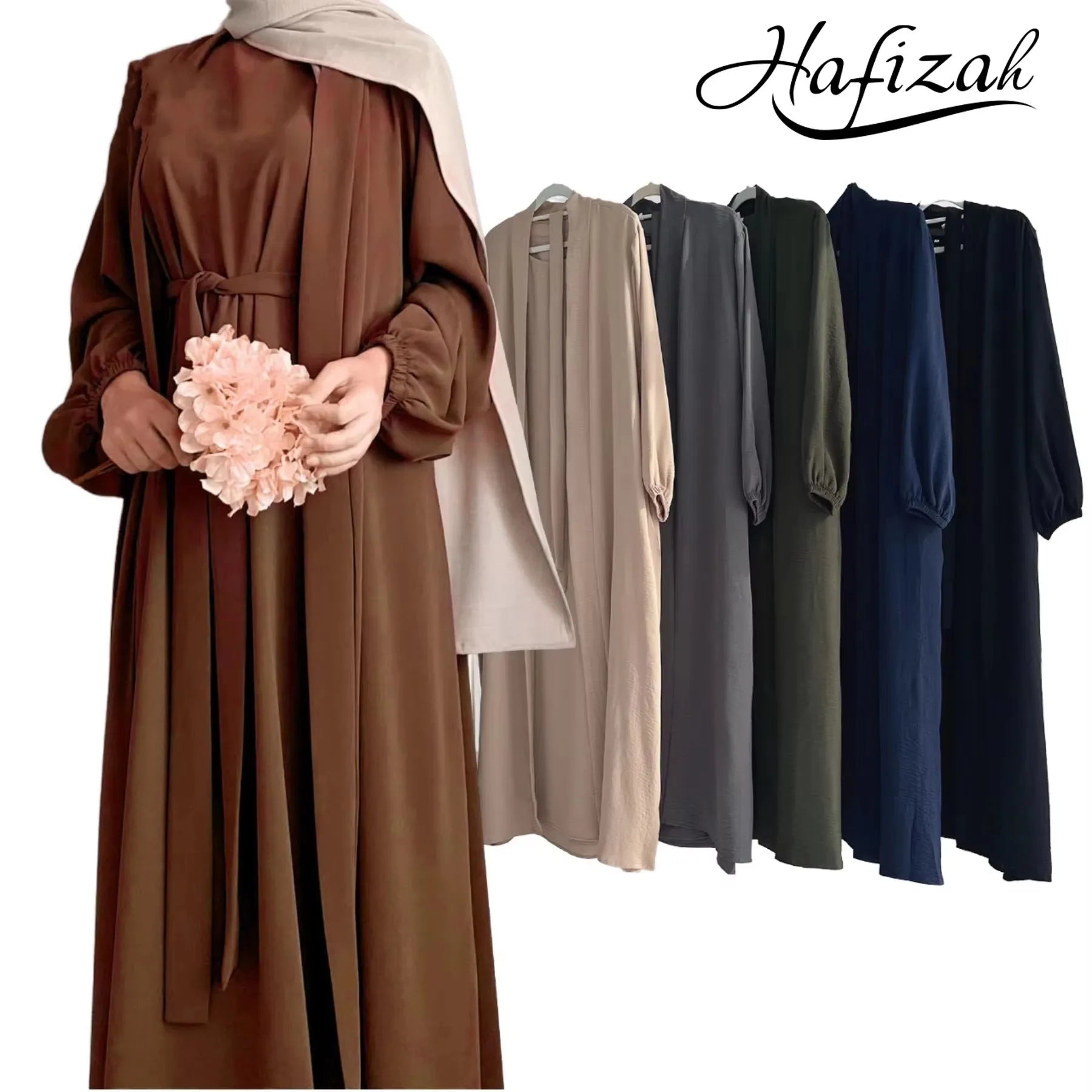 Luxury 3 Piece Abaya Set for Women Modest Muslim Clothing Open Abaya with Inner Dress and Hijab Elegant Dubai Turkey Robe