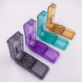 Safe Convenient Blue OEM Weekly Pill Organizer Travel Use Plastic Cutter Splitter Medicine Slicer Vitamin Divider Blade Guard