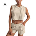 Women's Sleeveless Cropped Hoodie Trendy Solid Color Design Summer Workouts Streetwear Casual Sports Fashion Hoodie