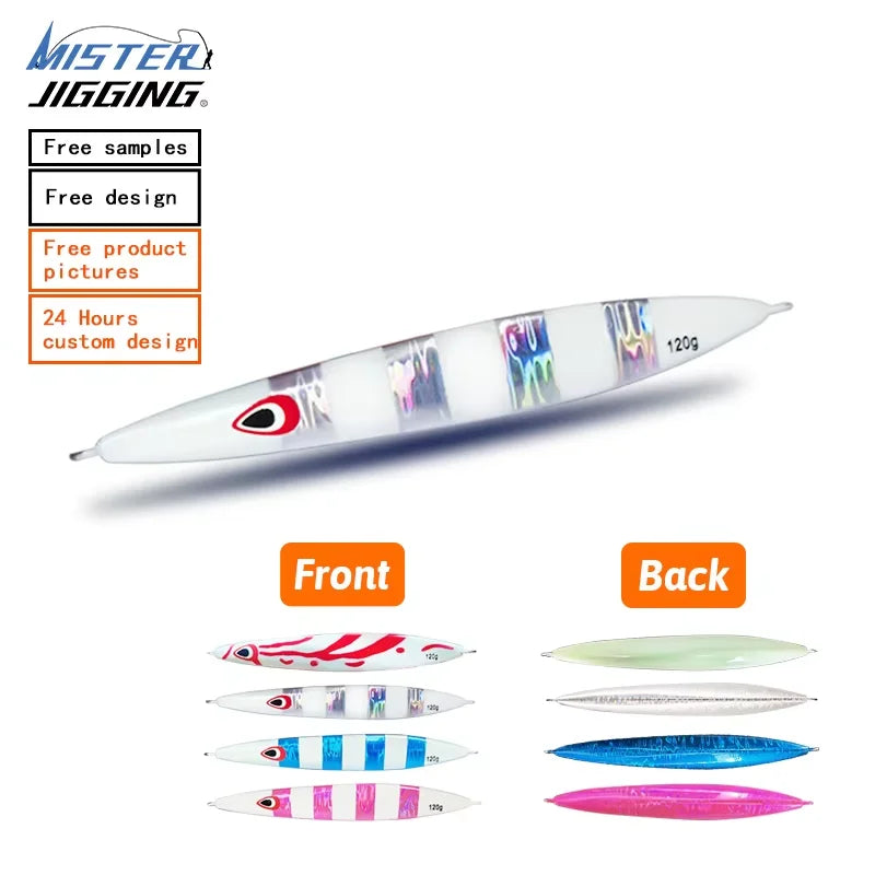 MISTER JIGGING 24h Fast Shipping  60g 80g 100g Luminous Metal Tuna Fishing Lures Saltwater Lure Bait Slow Jigs